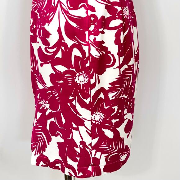 Trina Turk Zile Sleeveless Ruffle Sheath Dress in Fuchsia / White Floral Size 10 - Picture 8 of 11